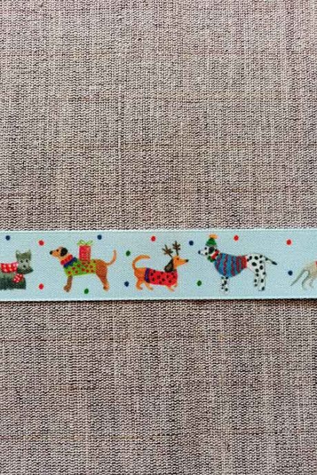 "Jolly Dogs" Christmas ribbon, 25mm