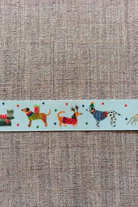 "Jolly Dogs" Christmas ribbon, 25mm