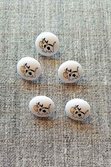 "Miss Moo" picture cow buttons