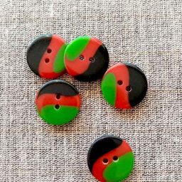 Tricolour, 'Humbug' buttons, 20mm (green, red)