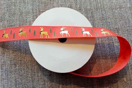 Reindeer Christmas ribbon (16mm x 5m roll)