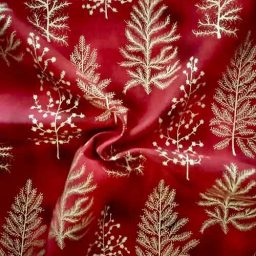 John Louden "Frosted Forest" cotton print (red/gold)