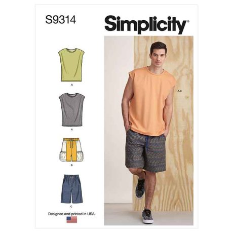 Simplicity Sewing Pattern S9314 Men's Knit Top and Shorts