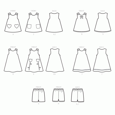 Simplicity Sewing Pattern S9318 Toddlers' Tent Tops, Dresses, and Shorts
