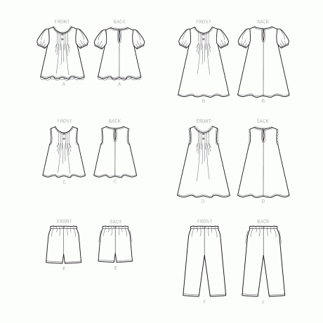 Simplicity Sewing Pattern S9321 Children's Tucked Tops, Dresses, Shorts and Pants