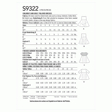 Simplicity Sewing Pattern S9322 Children's and Girls' Pullover Dresses