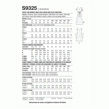 Simplicity Sewing Pattern S9325 Misses' and Women's Dress with Length and Sleeve Variations