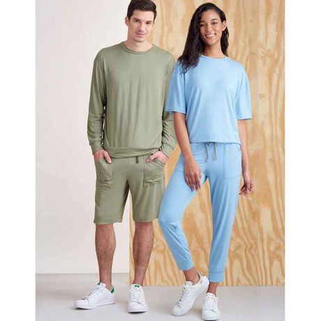 Simplicity Sewing Pattern S9337 Unisex Knits Only Tops, Pants and Shorts