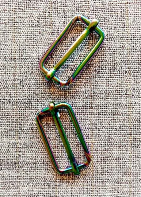 Rainbow metal adjustable slide buckle 25mm pair