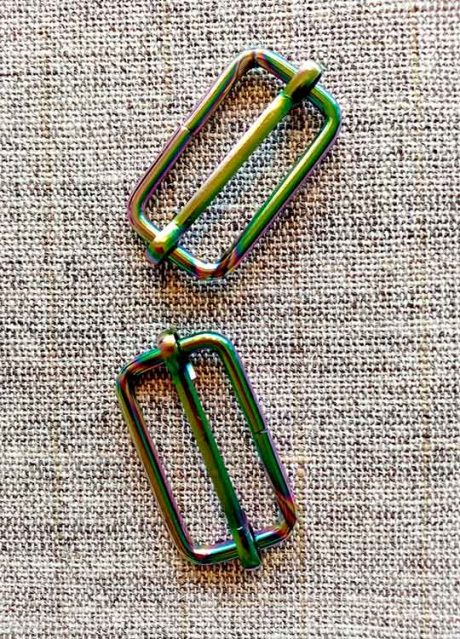 Rainbow metal adjustable slide buckle, 25mm (pair)