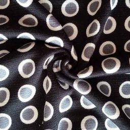 Fine knit stretch viscose, black/ivory spot