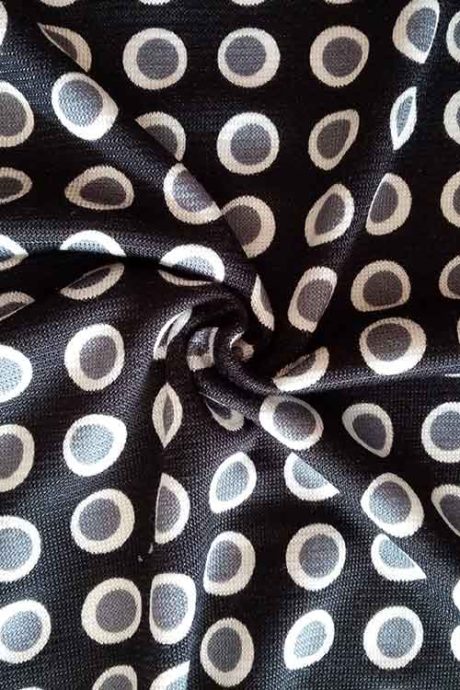 Fine knit stretch viscose, black/ivory spot