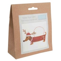 Felt Christmas tree decoration kit: Festive Dachshund