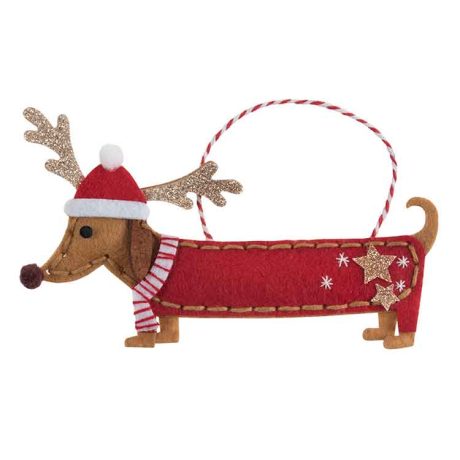 Felt Christmas tree decoration kit: Festive Dachshund - Image 2