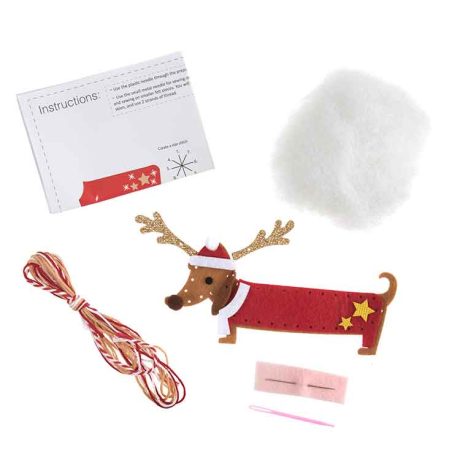 Felt Christmas tree decoration kit: Festive Dachshund - Image 3