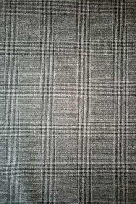 Grey 100% wool Prince of Wales check suiting