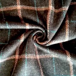 100% wool plaid tweed, truffle