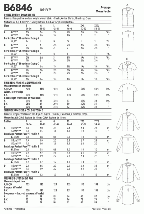 B6846 Unisex Button-Down Shirts
