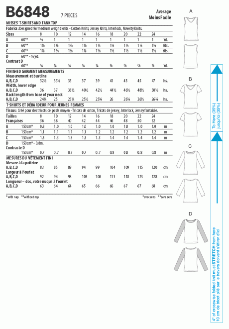 B6848 Misses' T-Shirts & Tank Top