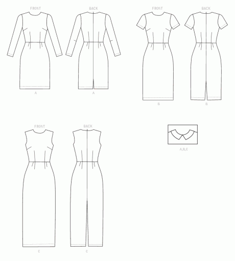 B6849A Misses' Fit Pattern Dresses & Optional Collar