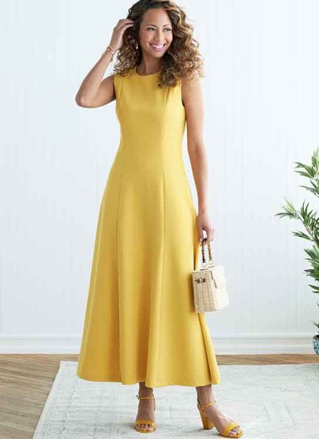 B6850A Misses' Jewel or V-Neck Fit & Flare Dresses