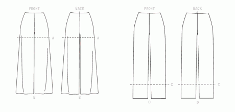 B6851A Misses' No-Side-Seam Shorts, Capris & Pants