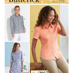 B6852 Misses' Button-Down Shorts With Collar, Sleeve & Hem Variations