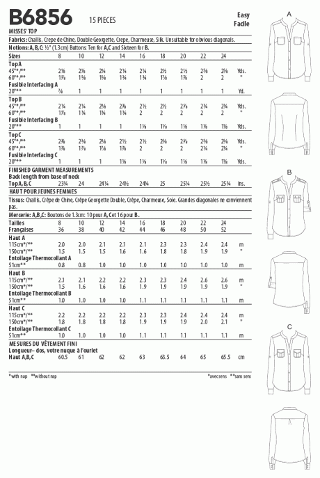 B6856 Misses' Top