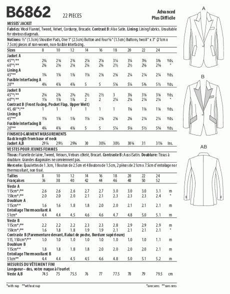 B6862 Misses' Jacket