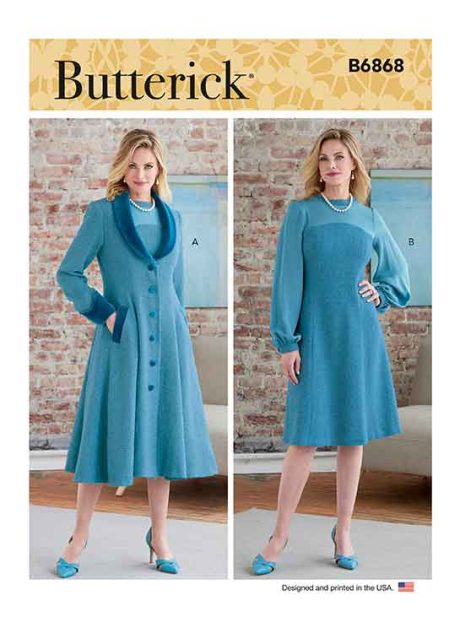 B6868 Misses' and Women's Coat and Dress