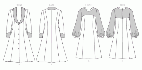 B6868 Misses' and Women's Coat and Dress