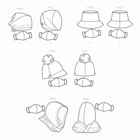 Simplicity Sewing Pattern S9368 Hat and Mask Sets, Hooded Infinity Scarf and Mask - Image 3