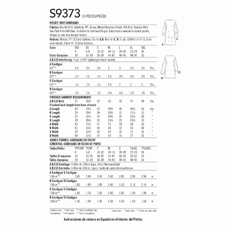 Simplicity Sewing Pattern S9373 Misses' Knit Cardigans - Image 2