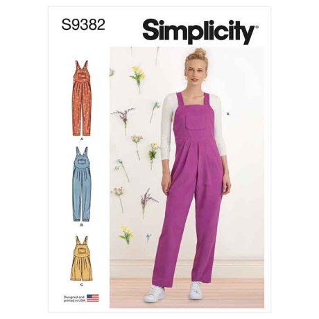 Simplicity Sewing Pattern S9382 Misses' Overall with Shaped Raised Waist and Back Ties