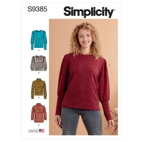 Simplicity Sewing Pattern S9385 Misses' Knit Tops with Length and Sleeve Variations