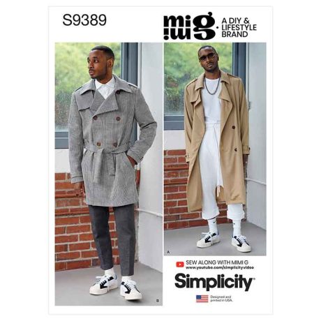 Simplicity Sewing Pattern S9389 Men's Trench Coat in Two Lengths