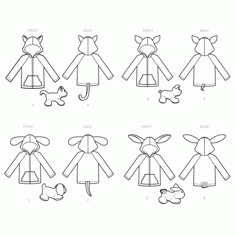 Simplicity Sewing Pattern S9391 Toddlers' Jackets and Small Plush Animals
