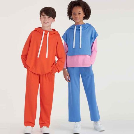 Simplicity Sewing Pattern S9394 Boys' and Girls' Oversized Knit Hoodies, Pants and Tops