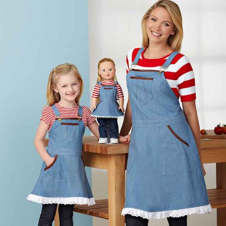 Simplicity Sewing Pattern S9395 Aprons for Misses, Children and 18" Doll