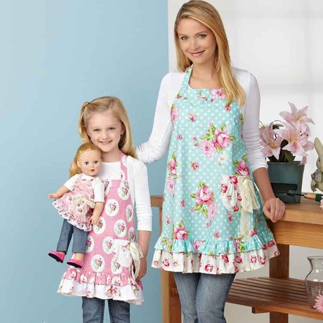 Simplicity Sewing Pattern S9395 Aprons for Misses, Children and 18" Doll