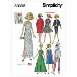 Simplicity Sewing Pattern S9396 Vintage Doll Clothes for 11-1/2" Doll