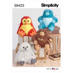 Simplicity Sewing Pattern S9423 Stuffed 8-1/2" Animals