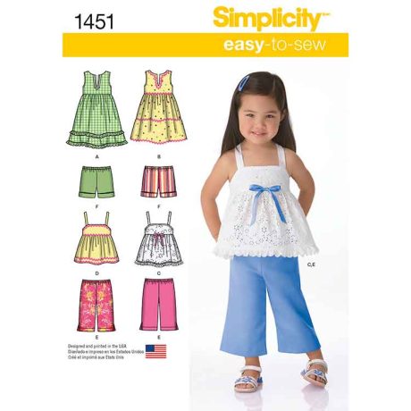 S1451A Toddlers' Dresses, Top, Cropped Trousers and Shorts