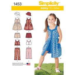 S1453A Child's Dress, Top, Trousers or Shorts and Hat