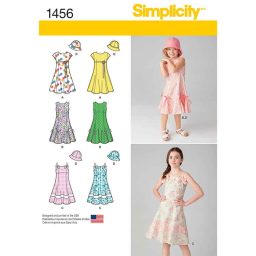 S1456 Child's and Girls' Dress with Bodice Variations and Hat