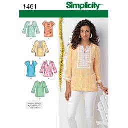 S1461 Women's and Plus Tunic with Neckline and Sleeve Variations