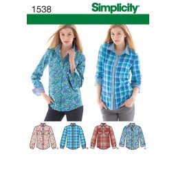 S1538 Women's  Button Front Shirt sizes 6 - 22