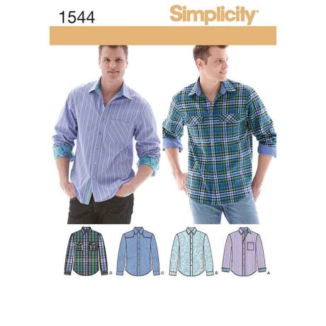 S1544 Men's Shirt with Fabric Variations