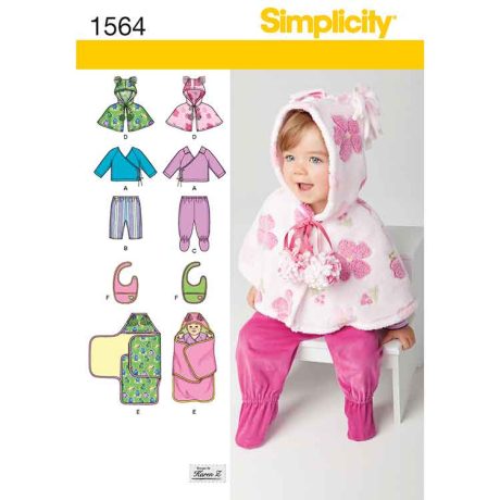 S1564A Babies' Top, Trousers, Bib, and Blanket Wrap