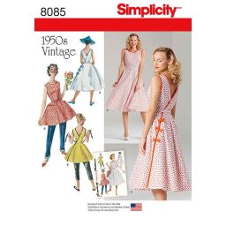 S8085 Women's Vintage 1950's Wrap Dress in Two Lengths